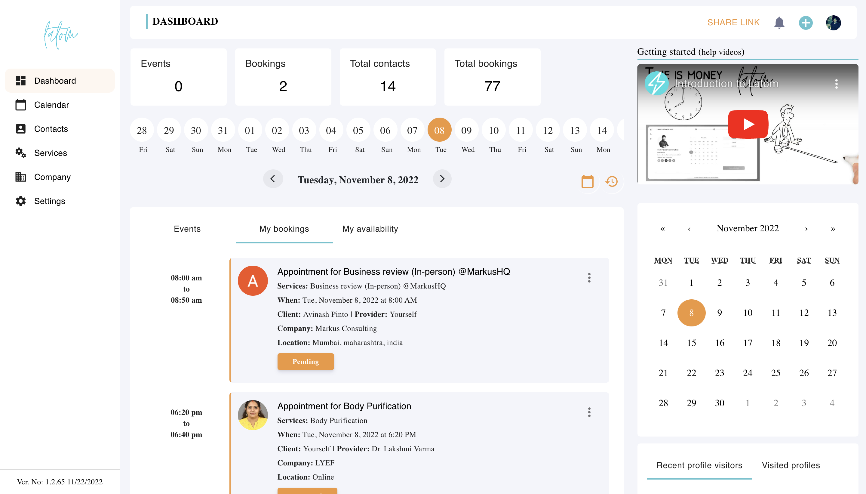 appointment scheduling dashboard