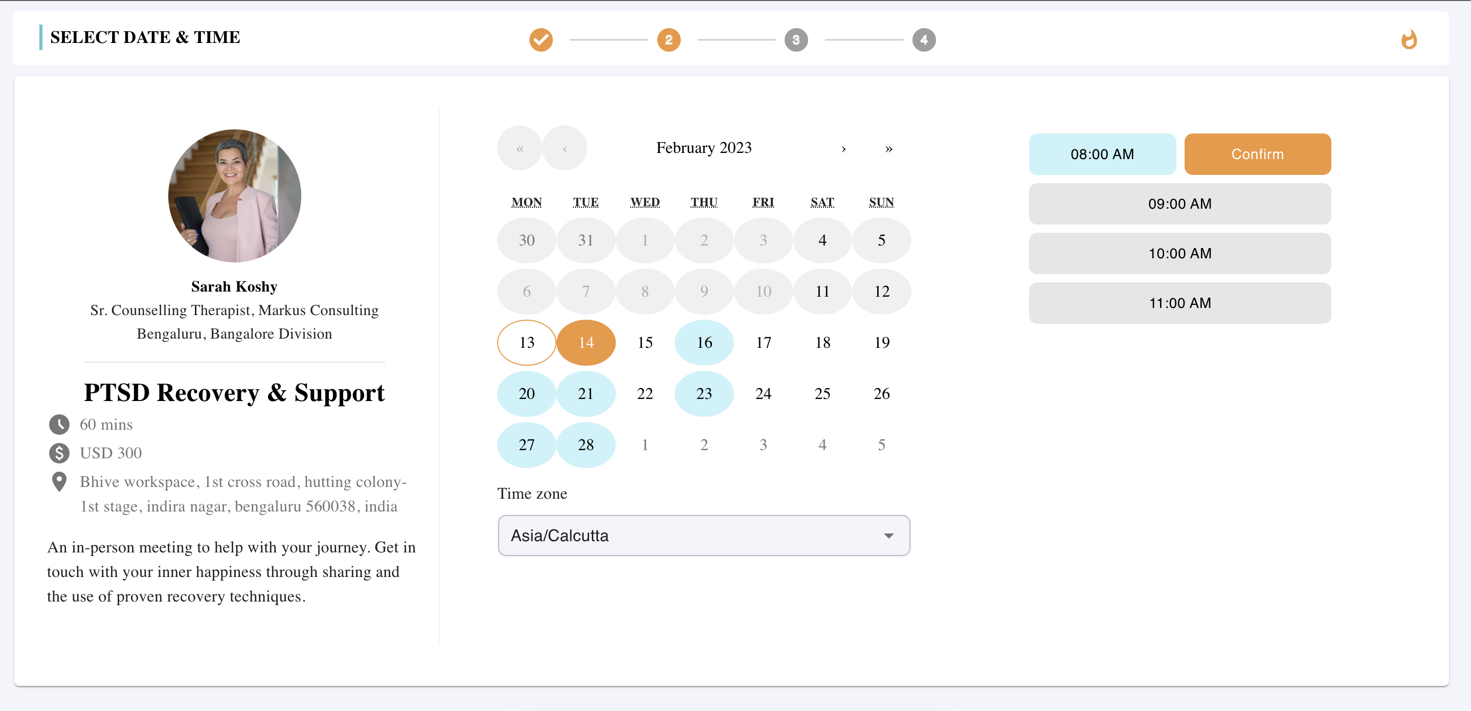 appointment booking screen